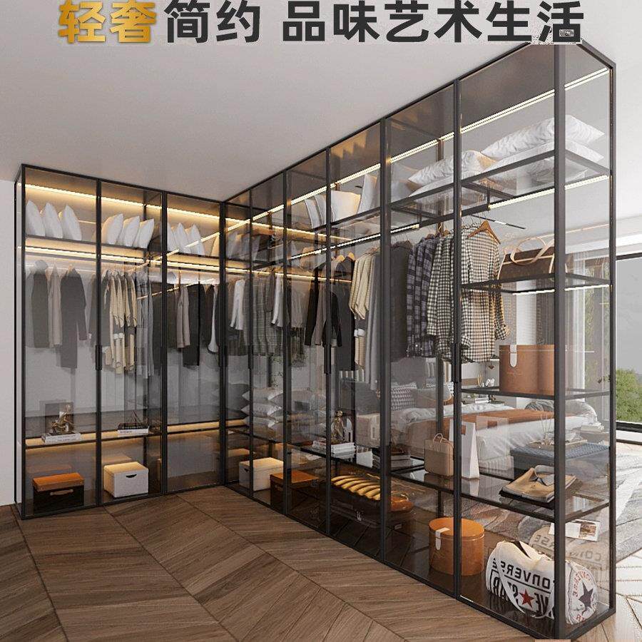 可订制铝合金衣柜 高端金属玻璃衣柜 环保大衣橱简约现代风格