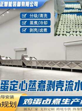 整套卤蛋加工生产线鸡蛋定心蒸煮冷却剥壳流水线大型鸡蛋卤煮机