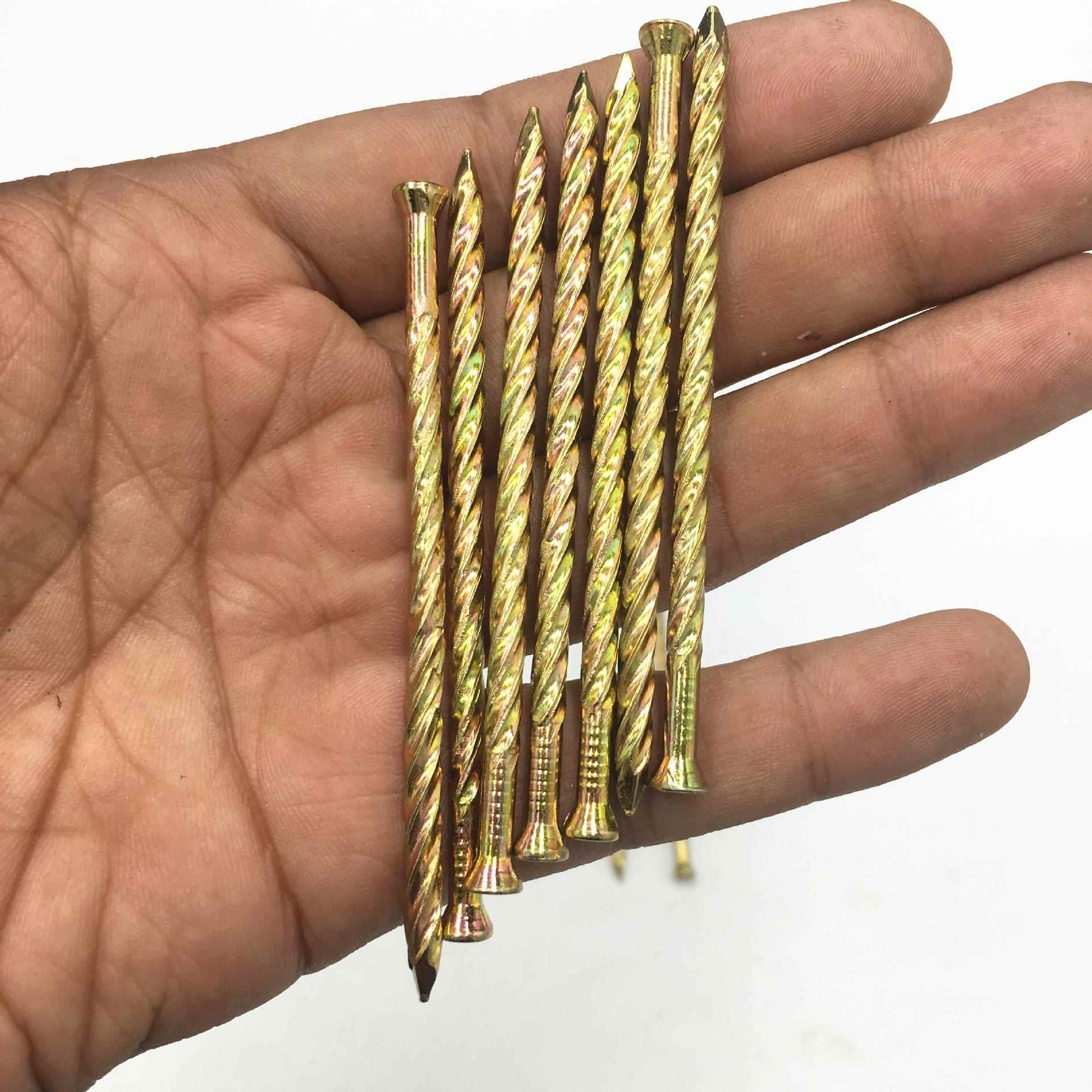 大量地板钉钉麻花纹螺钉搓板40mm-100钉木工用铁钉彩镀托盘现货