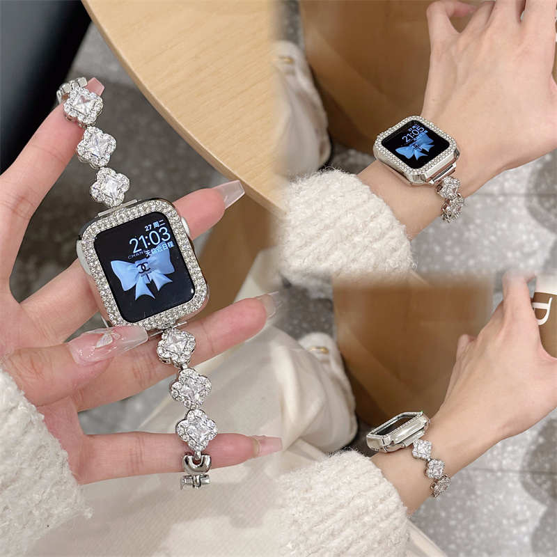 小香风四叶草金属适用苹果表带applewatch8765se表链iwatchS9表带
