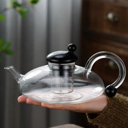 城懿黑宝石民宿泡茶壶茶杯高透耐高温花茶壶套装家用法式玻璃鼠尾图片
