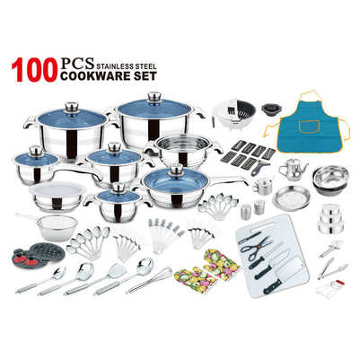 工厂热销不锈钢炊具30PCS cookware sets套装锅加厚套锅100PCS锅