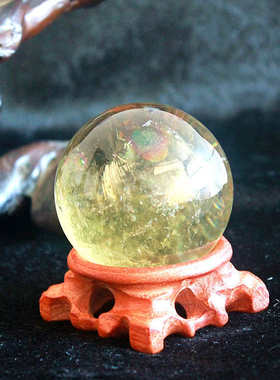 天然饰品黄水晶家居摆件球巴西场所办公 摆件水晶球水晶