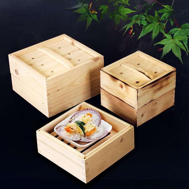 小笼包正方形点心蒸饭杉木蒸架