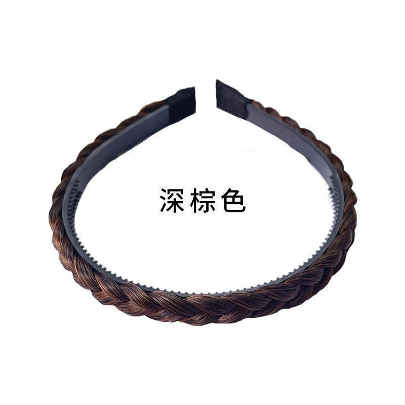 宽边麻花鱼股辫子假发发箍女款遮白发头饰发卡带齿防滑遮盖神器