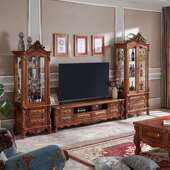 式 LS702实木视柜组合复古雕花酒柜客厅地柜欧电简约奢华小高 美式