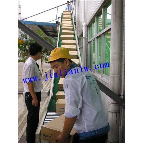 三楼室外货物滑梯提升机上料机爬坡_输送货物传送机水平移动斜坡