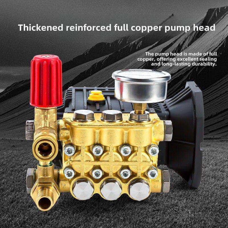 超高压清洗机泵头商用洗车机全铜泵机头总成配件加湿泵陶瓷柱塞泵