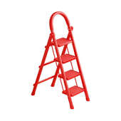 批发家用梯子乔迁之喜四步人字梯小型便携折叠加厚碳钢红色梯子