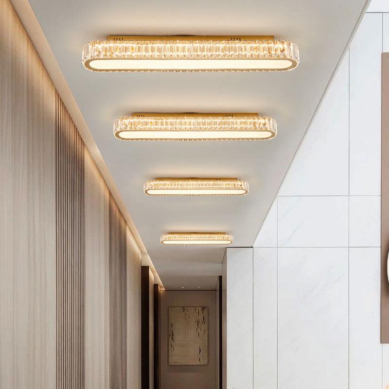 现代轻过道简约大气走廊阳台入户玄关长条新水晶灯吸顶奢灯202993