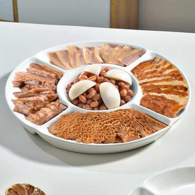 盘子陶瓷酒店餐具特色卤味拼盘五果盘创意拼盘五格盘子圆形水果盘