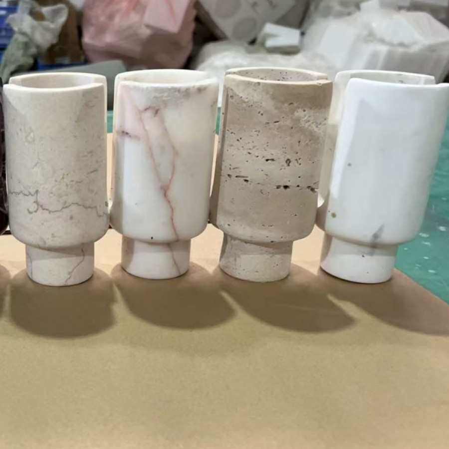 库存款热销天然黄洞石烛台家居工艺品摆件烛台高级感