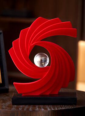 红色高级感客厅玄关酒柜电视柜装饰品摆件轻奢高档2025新款工艺品