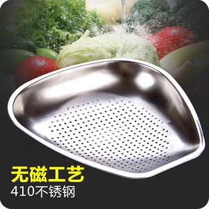加厚不锈钢筲箕家用沥米大号厨房沥水洗菜果篮茶筛漏盆烧箕