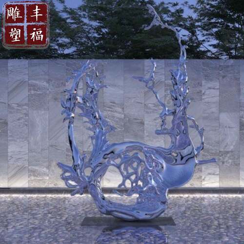 大型不锈钢镜面浪花雕塑房地产抽象不锈钢水滴创意景观不锈钢雕塑