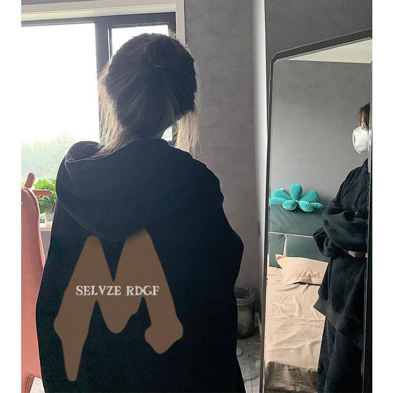 简遇luck品质女装加绒连帽卫衣女秋冬宽松韩版新款女士学生上衣女