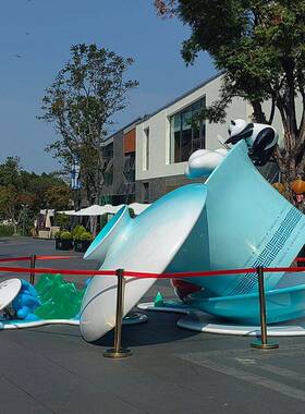 室外大型玻璃钢景观小品雕塑摆件大型茶壶盖茶碗街区打卡摆件