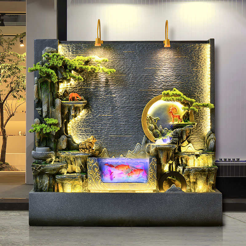 创意园林假山庭院花园流水露台摆件景观落地大型造景布置喷泉鱼池
