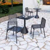 简约休闲阳台庭院户外桌椅彩色铁艺露天咖啡奶茶店套装 组合设计桌