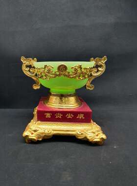 夜光树脂玉碗装饰品摆件琉璃玉碗呈祥家居玄关夜光摆件进宝