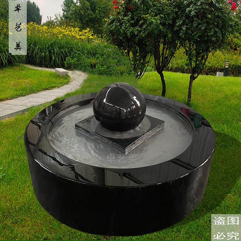 石雕喷泉户外风水球喷泉庭院园林别墅水池循环滚动水景现代水钵