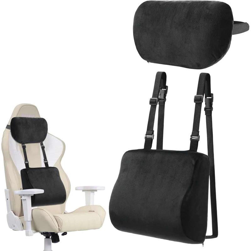 游戏椅靠背枕减压带头枕高密度海绵人体工学电脑椅腰部支撑靠垫