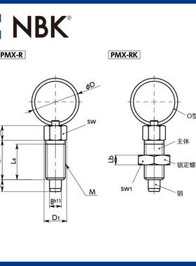 NBK PMX-R钢制附带旋钮分度销环型分度柱塞旋钮 厂家直供