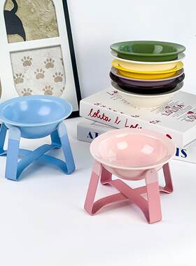 Korean pet bowl, flying saucer design, neck-protecting eleva