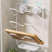 吸盘锅盖架放置器免打孔壁挂式 厨房置物架多功能菜板架强力吸盘式