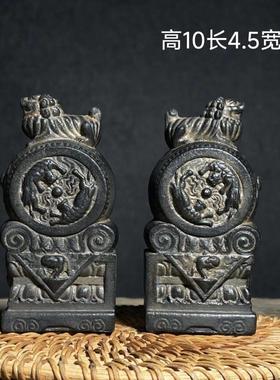 抱鼓石摆件貔貅一对仿古石狮子麒麟家用石鼓茶社摆件