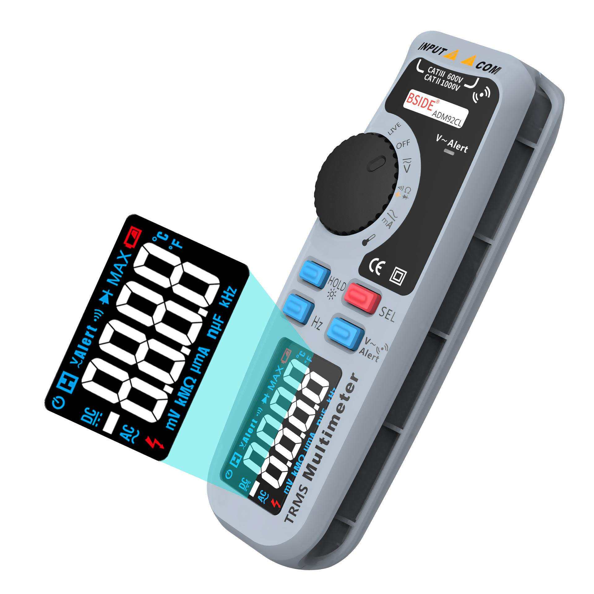 BSIDEDM92CL万用表真效值自动程量6000计A数笔有形多用表仪表8888