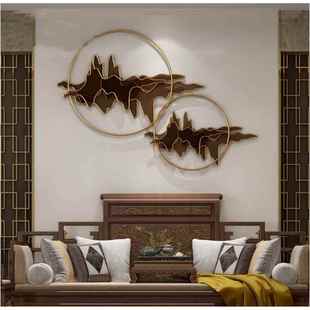 新中式金属壁饰立体铁艺山影挂件软装装饰品墙壁壁挂玄关过道壁饰