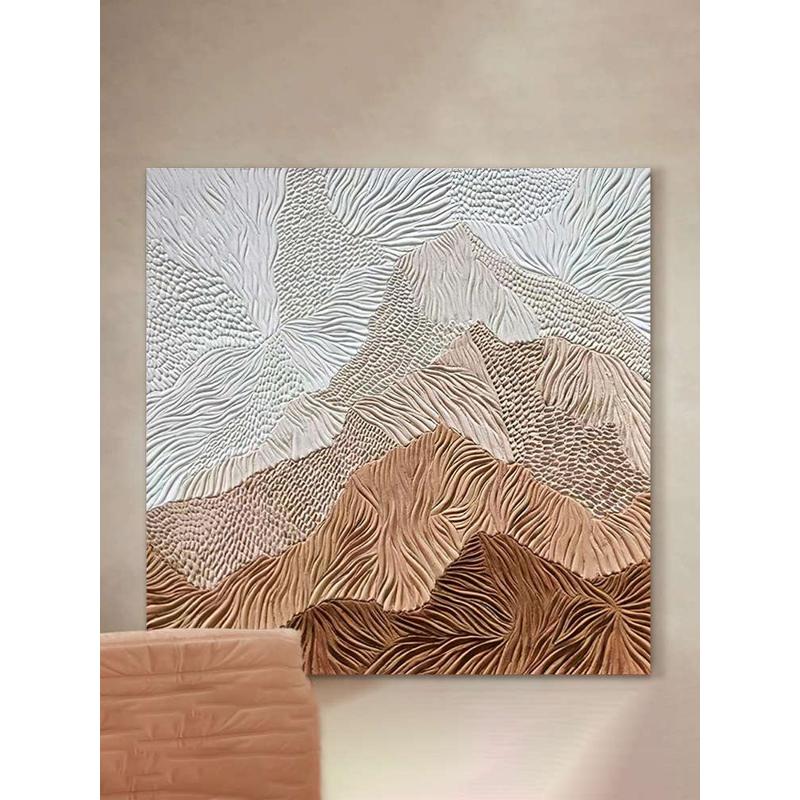 餐厅背景墙装饰画5d立体侘寂风油画客厅奶油风大幅抽象浮雕肌理画图片