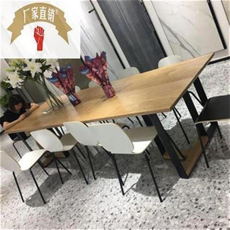 现货新品会议桌工f业风办公桌长桌实木B复古H电脑阅览桌餐桌工作