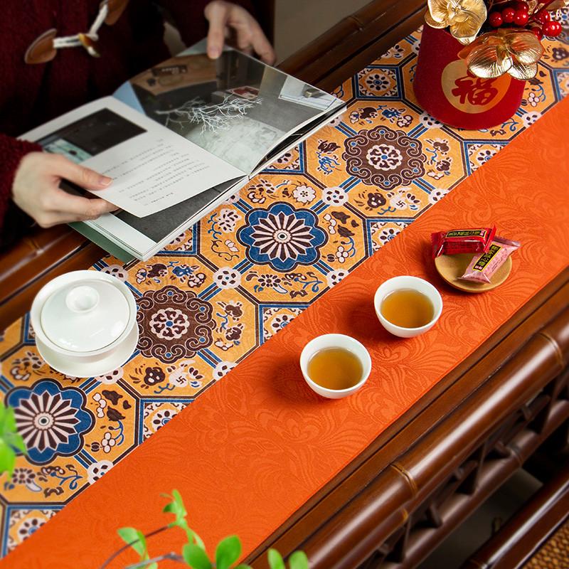 传统纹样桌旗中式禅意茶席防水茶旗垫子茶桌布茶几茶桌垫布桌布
