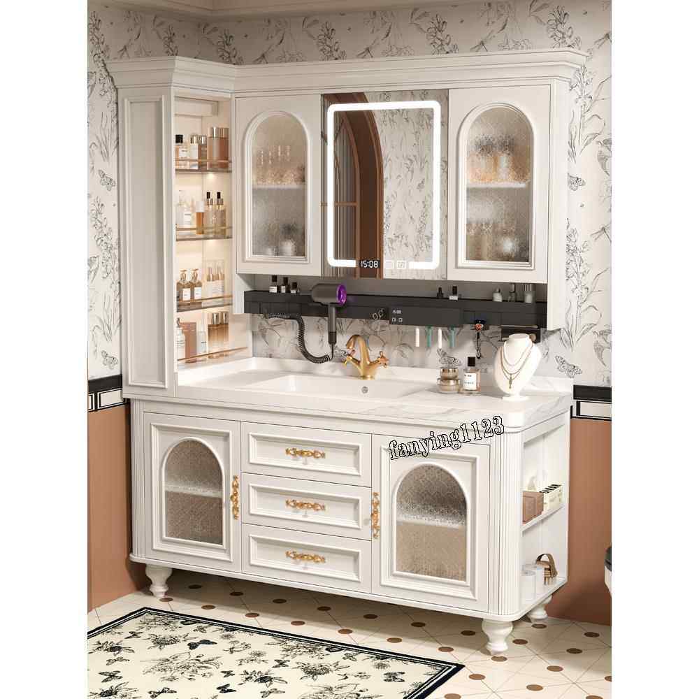 橡木法式复古浴室柜组合卫生间洗漱台落地式洗手盆柜智能镜柜岩板,家装主材,浴室柜组合,淘宝优惠券,粉丝福利购,淘宝优惠卷