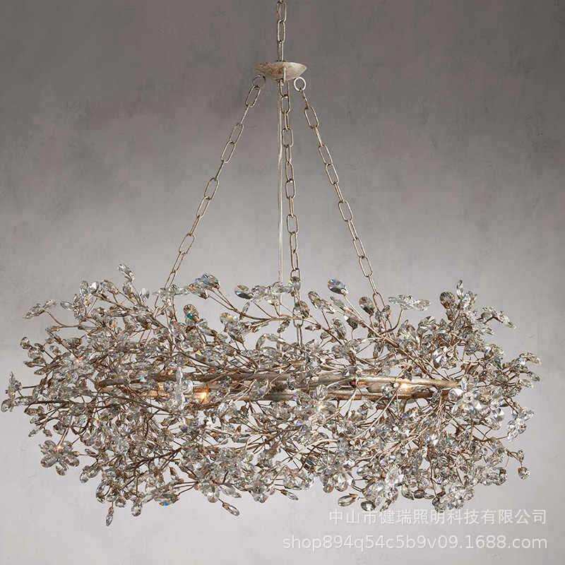 美式乡村复古蒲公英树枝水晶客厅萤火虫灯展厅餐厅宴会厅装饰吊灯