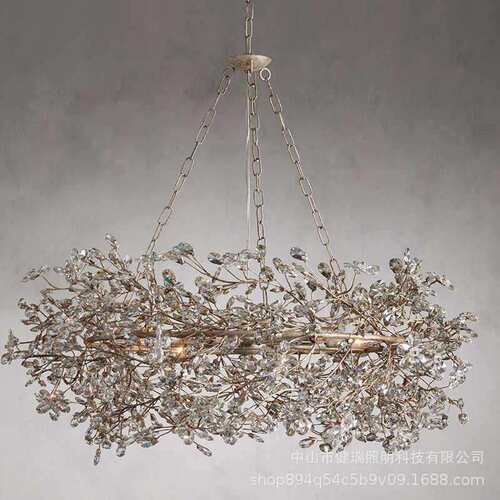 美式乡村复古蒲公英树枝水晶客厅萤火虫灯展厅餐厅宴会厅装饰吊灯