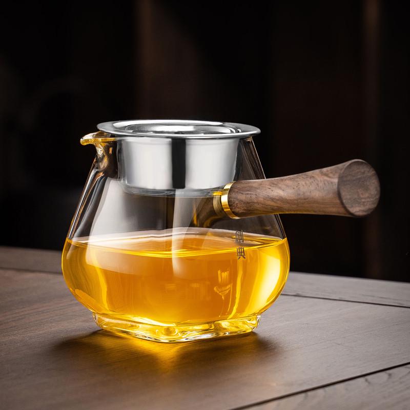 好茗天玻璃公道杯加厚耐热功夫茶具四方公杯茶漏分茶器茶海可加热