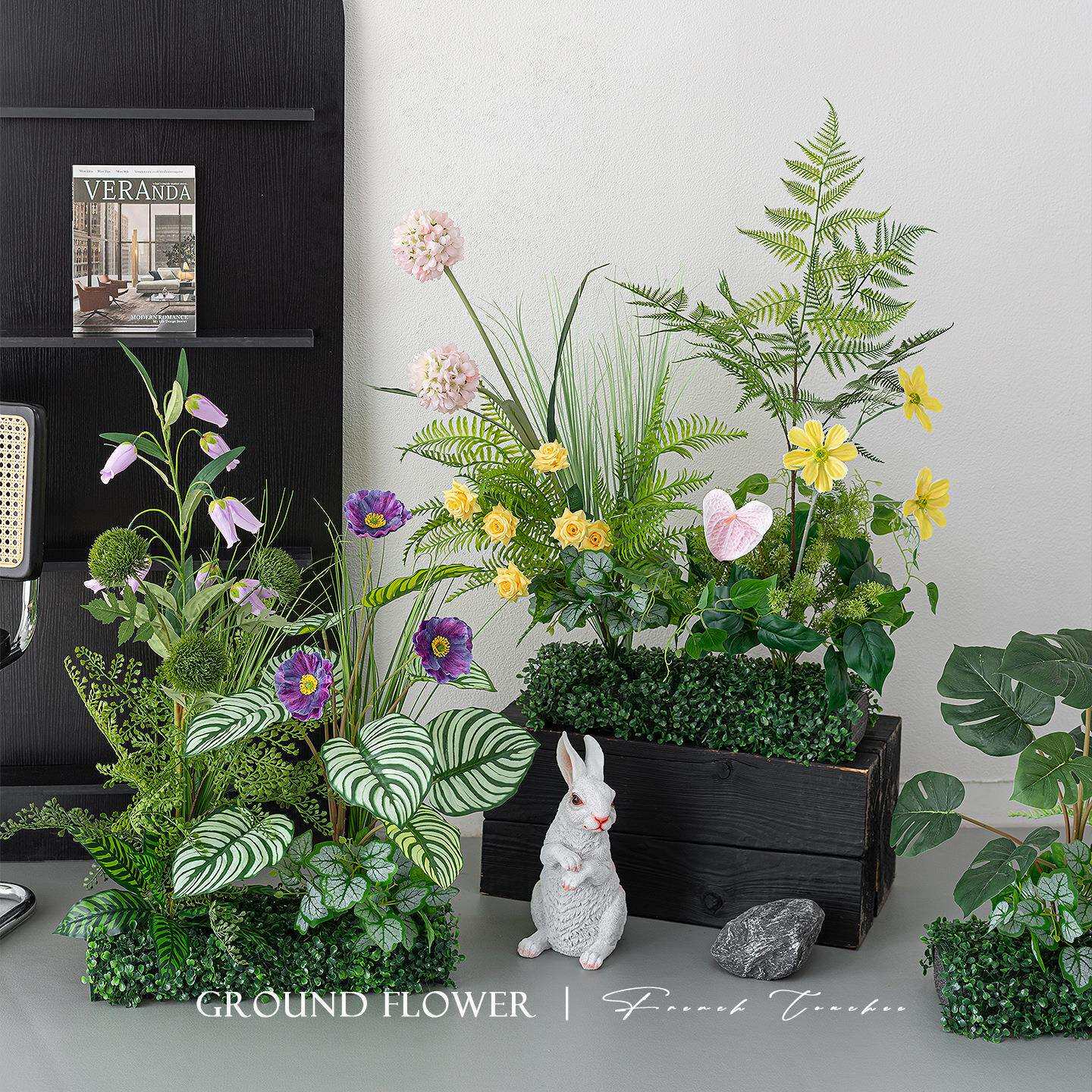轻店奢植仿真花假花绿造景花米兰草坪艺酒橱窗室内植物景场布置落