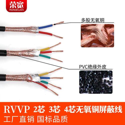 国标.纯铜R VVP2芯3芯4芯*0.2 0.3RVVP  0.5 0.75 115遮蔽线 线