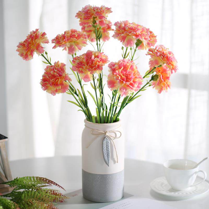 康乃馨花束假花绢花干花艺客厅摆设餐桌摆件装饰花塑料母亲节