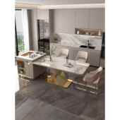 岛台餐桌一体轻奢简约多功能家用移动茶台现代客厅岩板茶桌椅组合