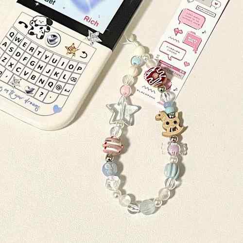 游乐园木马手机链条卡通串珠ccd挂绳可爱相机挂饰手腕式防丢绳