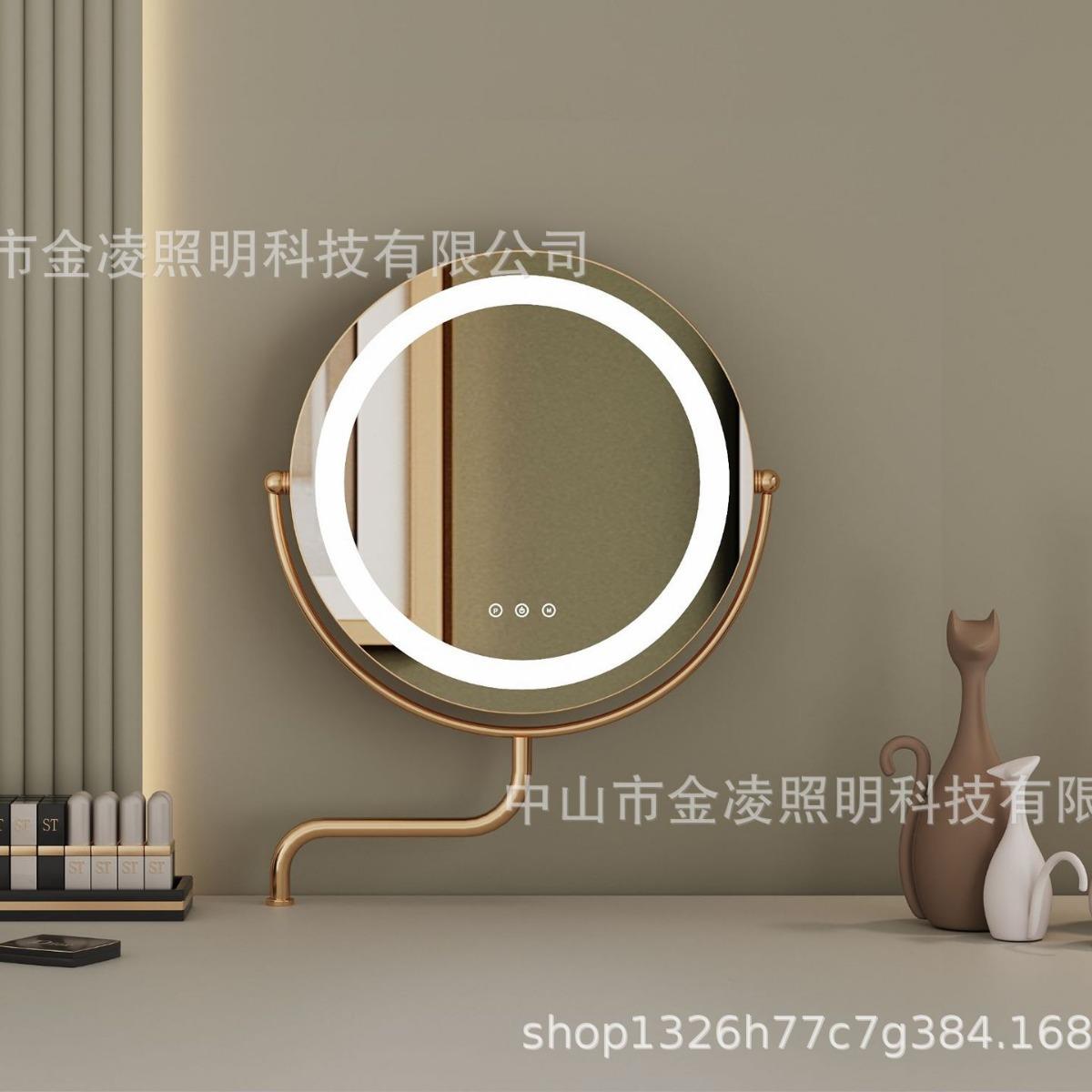 源头厂家直售led智能触摸伸缩摇臂化妆镜,360度旋转三色无极调光