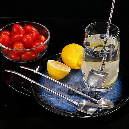 2In1Drinking Straws Spoon Creative Stainless Steel Reusable