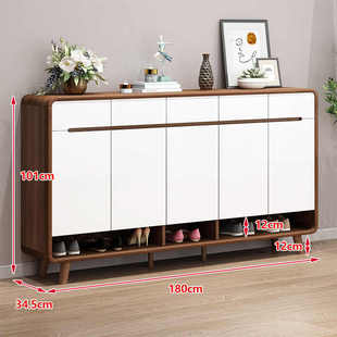 玄关柜大容量一体隔断挂衣架新入户门鞋柜实木家用门口多功能中式