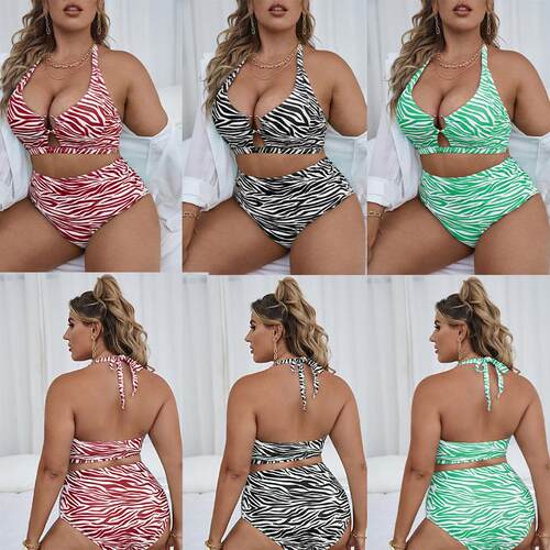 Large size tight fit high waist backless split bikini