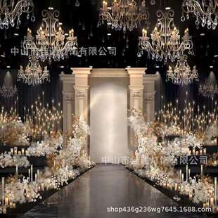 亭装 饰灯珠帘婚礼堂道具 大堂婚庆吊灯电镀仪式 玄关水晶吊灯法式