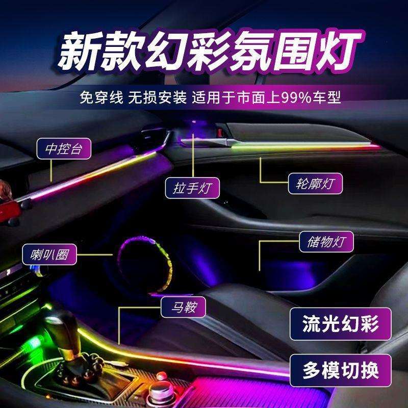 汽车通用隐藏式改装车内氛围灯声控LED亚克力流光幻彩氛围灯自动